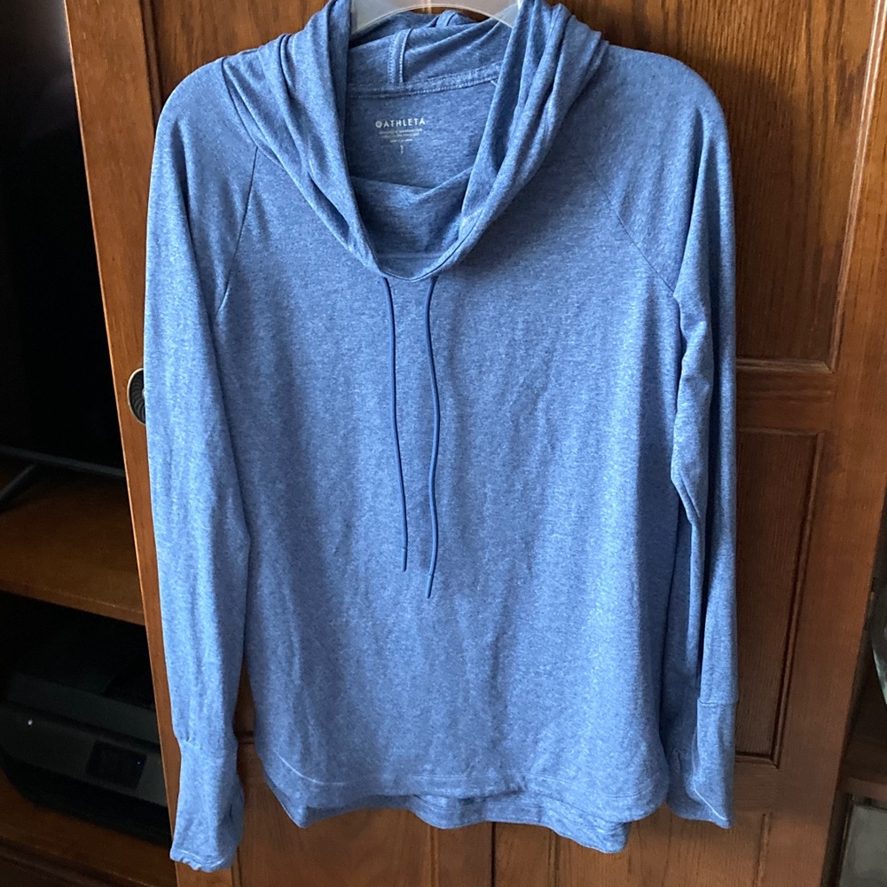Athleta Heather Blue hooded shirt